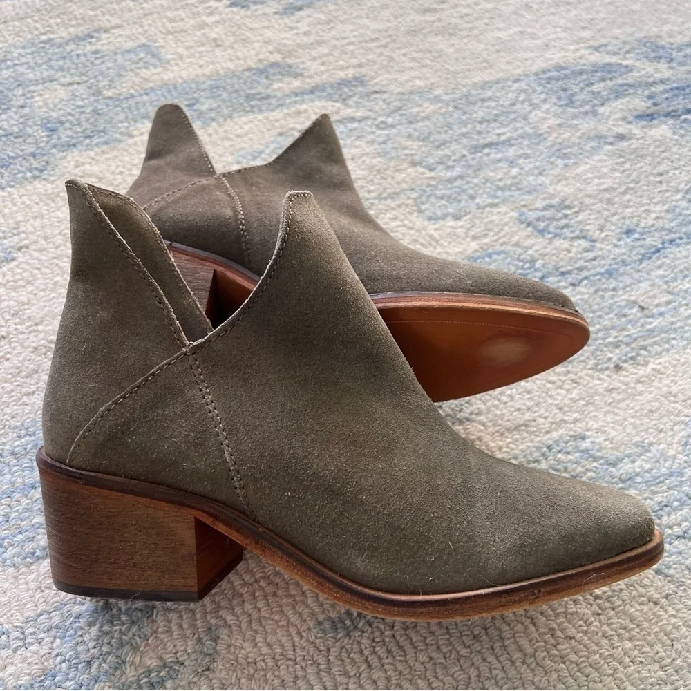 SUEDE TAUPE CHELSEA ANKLE BOOTIES SIZE 8.5 EUC ZARA